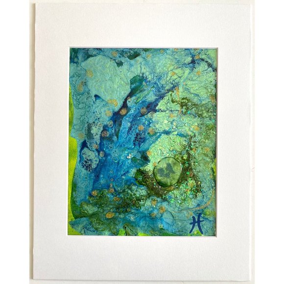 Sea Song Cove - Original Art Handmade Blue Green Mixed Media Artwork by Tristina - Picture 3 of 10